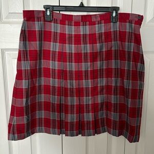 Lands End pleated plaid skirt